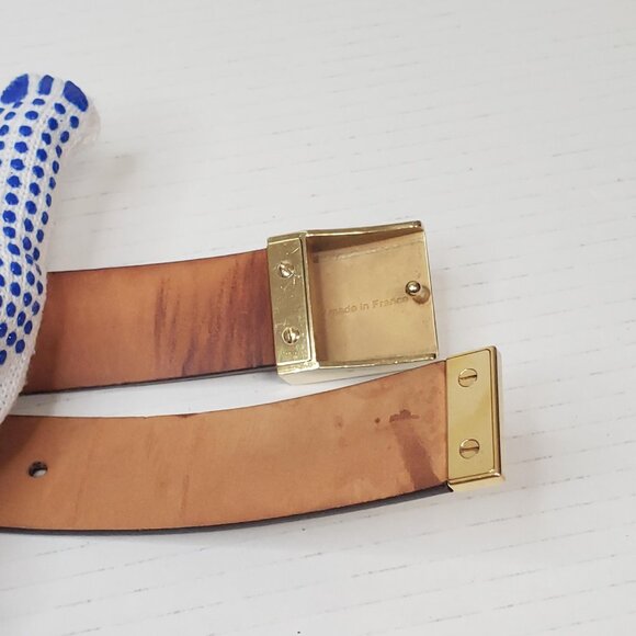 Authentic Louis Vuitton Brown Gold Checkered Damier Ebene Belt lux170-092225 - Picture 10 of 15